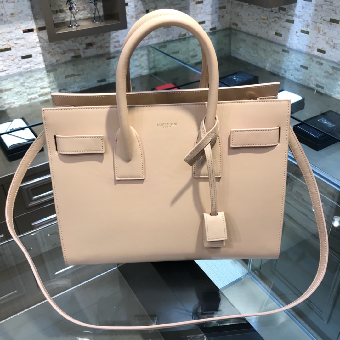 Saint Laurent Sac De Jour Smooth Calfskin Handbag Shoulder Bag Beige 378299 Gold